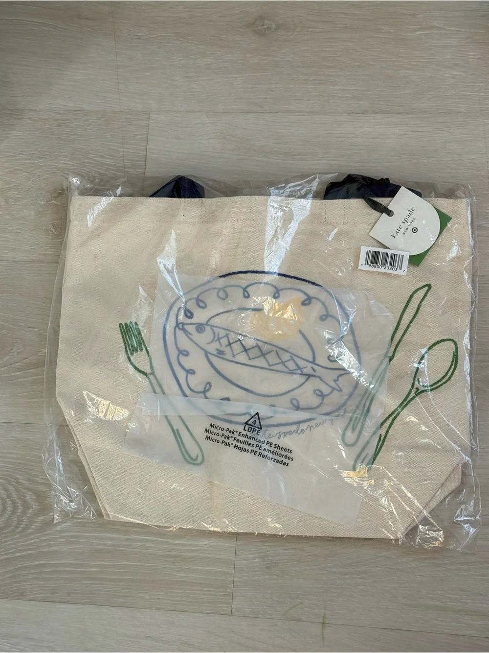 Kate Spade x Target Embroidered Fish Dinner Tote Bag NWT